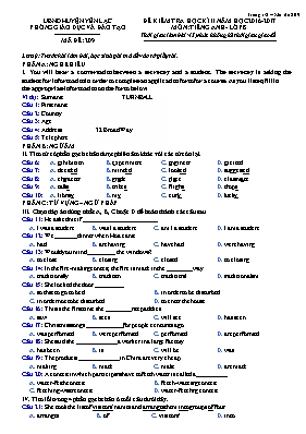 Đề kiểm tra học kỳ II môn Tiếng Anh Lớp 8 - Mã đề 209 - Năm học 2016-2017 - Phòng GD & ĐT Yên Lạc (Có đáp án)